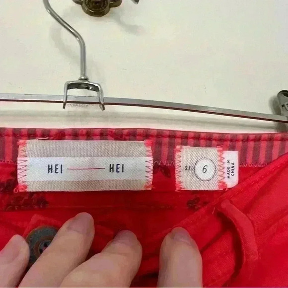 Anthropologie Hei Hei Womens Red/Orange Casual Chino Pants - Picture 4 of 7